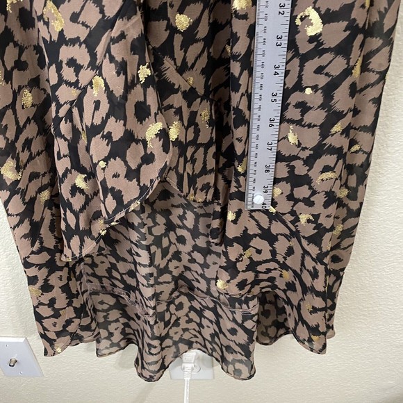Express Womens Dress Size Small Animal Print Vneck Lined Brown Gold n1 - Picture 6 of 8